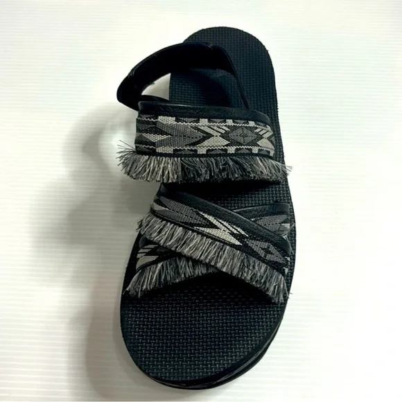 Free People x Teva Ceres Flatform Fringe Stappy Sandal Black boho size 9 - Picture 4 of 10